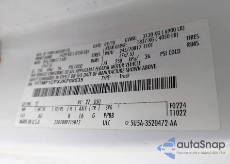 2018 Ford F-150 Xl z USA, uszkodzony, nr VIN 1FTMF1CPXJKF68535